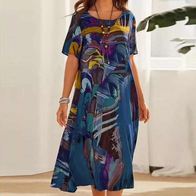 Elowen™ | Artistic Flow Midi Dress