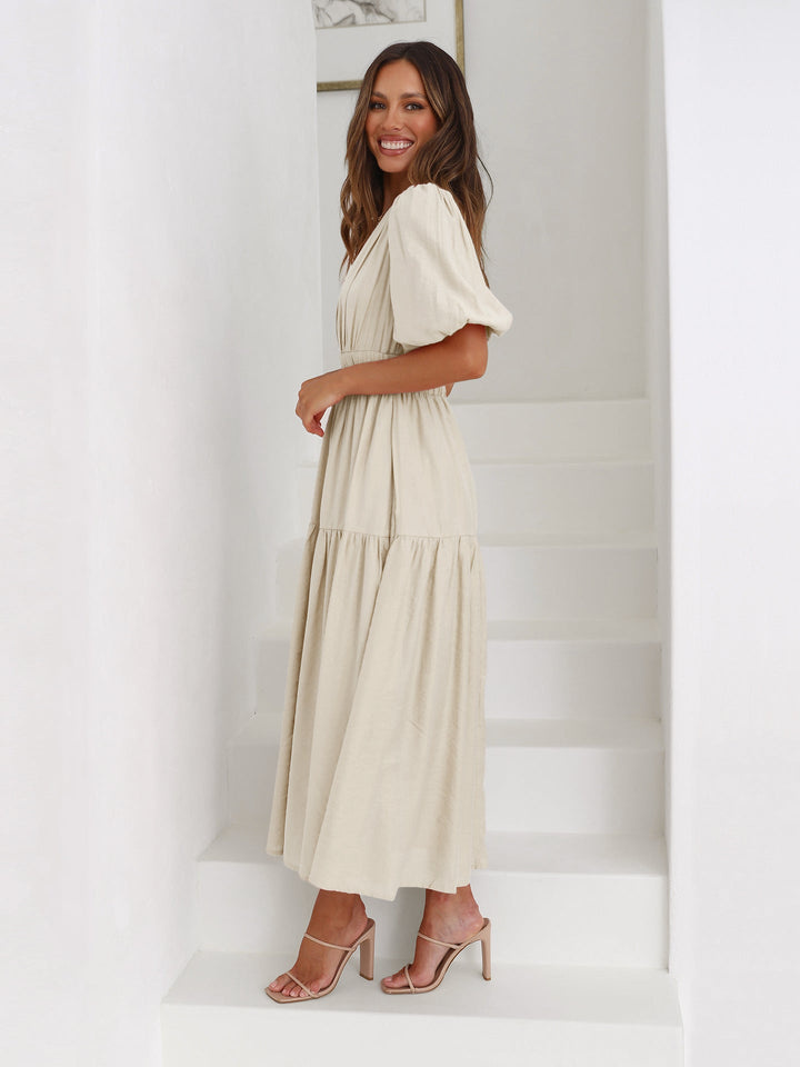 The Claudine™ | Vneck Balloon Sleeve Maxi Dress