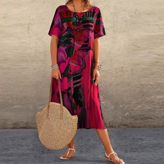 Elowen™ | Artistic Flow Midi Dress