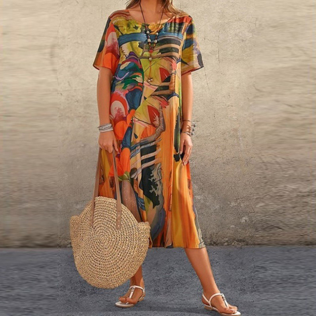 Elowen™ | Artistic Flow Midi Dress