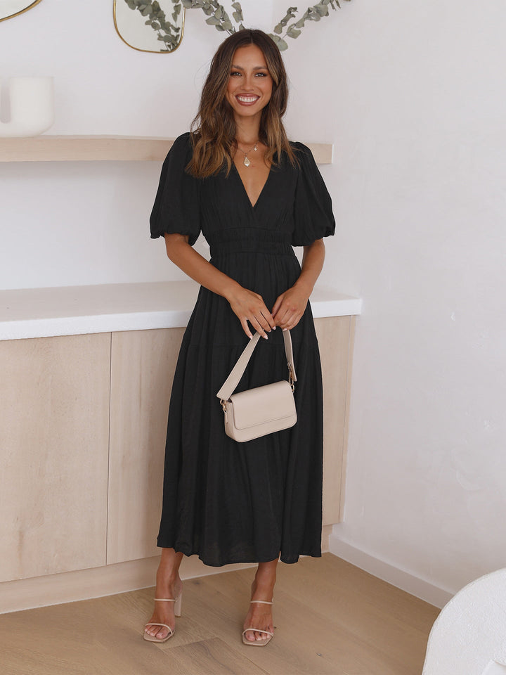 The Claudine™ | Vneck Balloon Sleeve Maxi Dress
