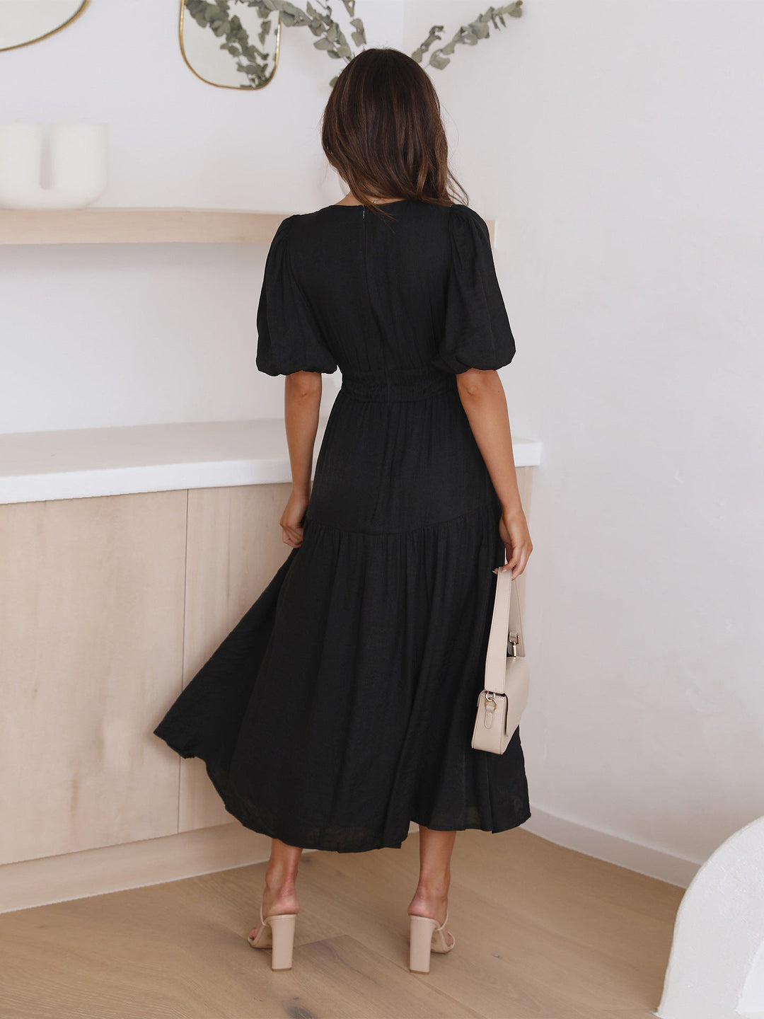 The Claudine™ | Vneck Balloon Sleeve Maxi Dress