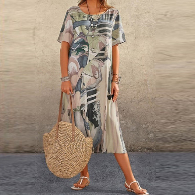 Elowen™ | Artistic Flow Midi Dress